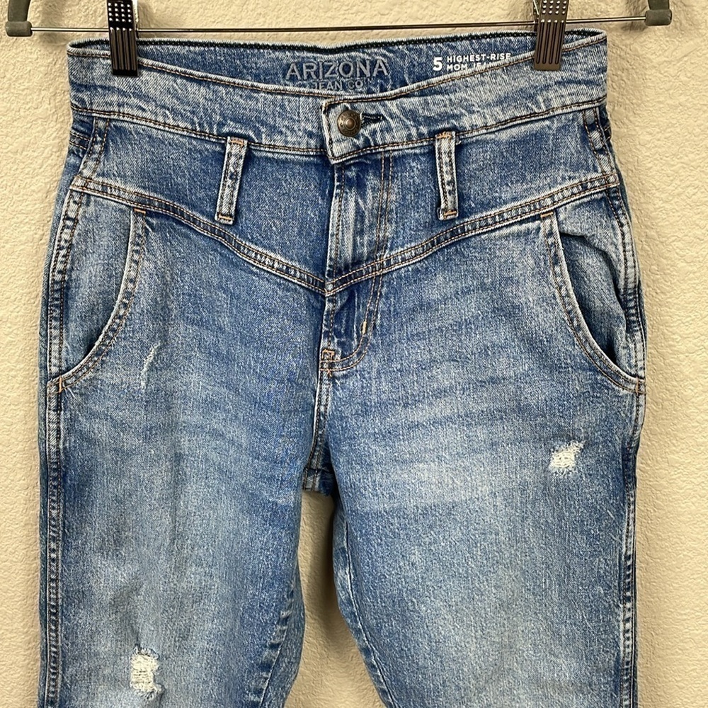 Arizona Jean Co Highest Rise Mom Jean V Front Retro Juniors Sz 5